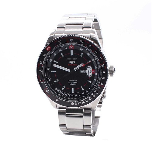 Pre-owned Seiko 5 Sports Srp613k1 Automatic Pilot Steel Silver Men Watch Flight Aviator