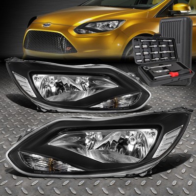 ДЛЯ 12-14 FORD FOCUS ЧЕРНЫЙ КОРПУС ПРОЗРАЧНЫХ УГЛОВЫХ ФАР ГОЛОВНОГО СВЕТА + НАБОР ИНСТРУМЕНТОВ