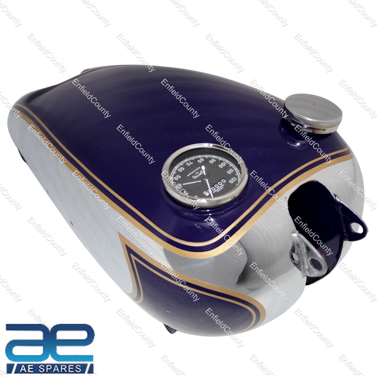 BSA C11 C10 Blue Chrome Petrol Fuel Tank With Speedometer , Cap & Tap