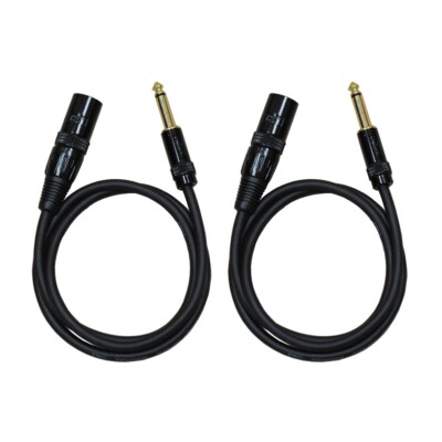 Audio2000's E05103p2  3Ft 1/4'' TS To XLR 3-Pin Male Cable (2 Pack)