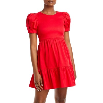 

Женское мини-платье Alice + Olivia Ann с рюшами и пышными рукавами BHFO 8583, Bright poppy