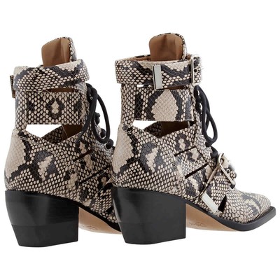 Pre-owned Chloé Chloe Ladies Python Boots In Grey In Gray