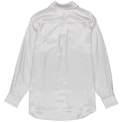 Pre-owned Burberry Ladies Light Pebble Grey Silk Satin Shirt In Multicolor