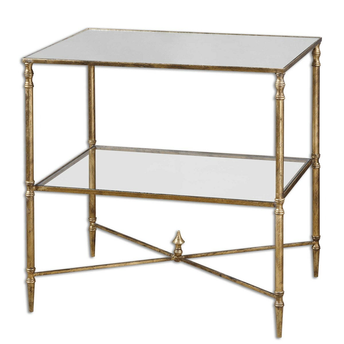 Henzler End Table Aged Antique Gold Leaf Mirror Top