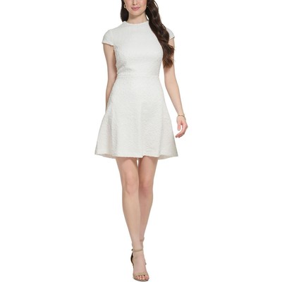 Женское мини-платье А-силуэта с фактурой цвета слоновой кости Vince Camuto 10 BHFO 5272
