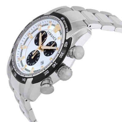 Pre-owned Versace V-ray Chronograph Quartz Silver Dial Men's Watch Ve2i00321