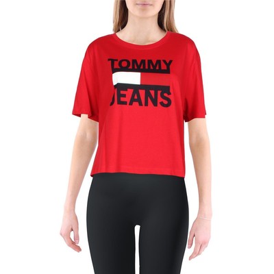 

Женская красная укороченная футболка с рисунком Tommy Jeans  BHFO 7309, Scarlet