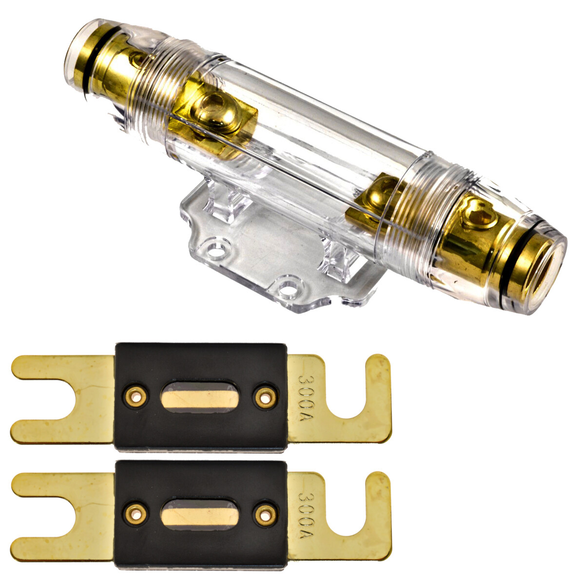 1 Position 1/0 or 4 Gauge ANL Fuse Holder + 2 Pack Gold Plated 300 Amp 300A Fuse 741725934590 eBay
