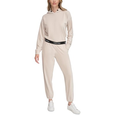 Calvin Klein Женский бежевый вельветовый топ с капюшоном и логотипом с длинными рукавами XXL BHFO 2671