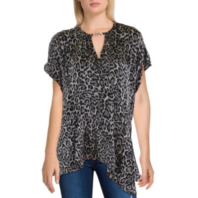 MICHAEL Michael Kors Womens    Chain Neck Surplice Top Blouse Shirt BHFO 8908