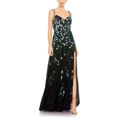 Pre-owned Mac Duggal Womens Embellished Formal Evening Dress Gown Bhfo 2750 In Black