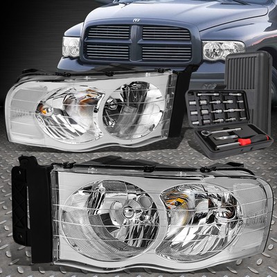 ДЛЯ 02-05 DODGE RAM 1500 2500 3500 ХРОМИРОВАННЫЙ КОРПУС, ПРОЗРАЧНЫЕ БОКОВЫЕ ФАРЫ + НАБОР ИНСТРУМЕНТОВ
