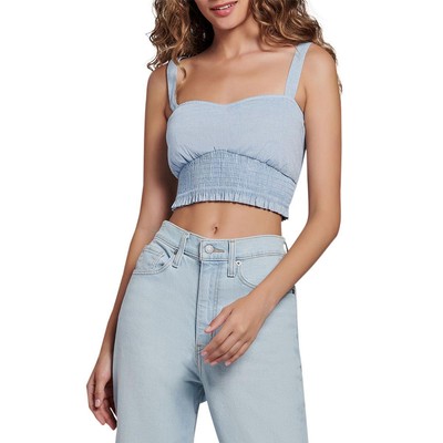 

Женский синий льняной укороченный топ без рукавов Lost + Wander  BHFO 4465, Light blue