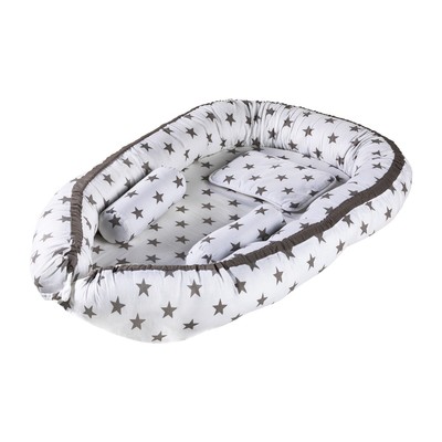 Schardt Babynest Kuschelnest Nestchen 90x50 cm Big Stars grey