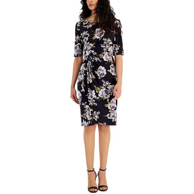 Connected Apparel Womens Purple Faux Wrap Wear To Work Dress 12 BHFO 8721