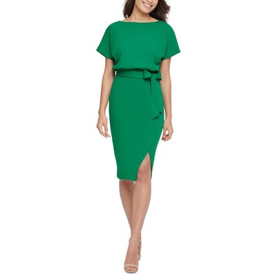 Женское зеленое вечернее платье с запахом и разрезом из блузона Kensie Womens 4 BHFO 2979