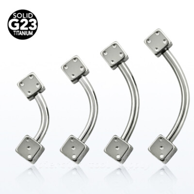 1pc. 16G G23 Solid Titanium Dice Ends Curved Barbell Eyebrow Ring