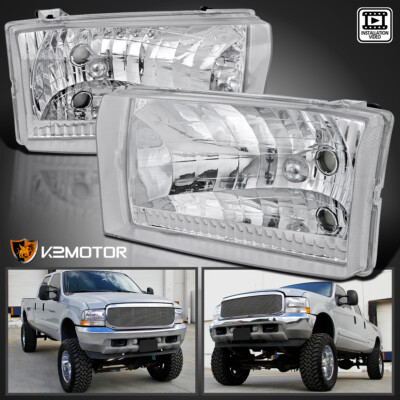Fits 1999-2004 Ford F250 F350 F450 00-04 Excursion Headlights Lamps Left+Right
