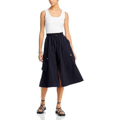 Женское черно-белое миди-платье Ramy Brook с завязками на талии и расклешенными рукавами XXS BHFO 0378