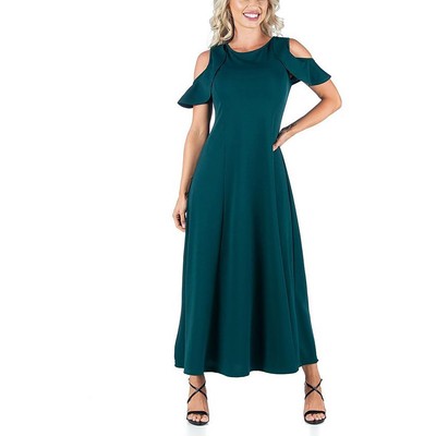 24seven Comfort Apparel Женское зеленое макси-платье с открытыми плечами плюс 3X BHFO 0792