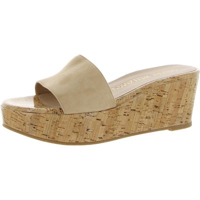 

Stuart Weitzman Женские летние бежевые босоножки на танкетке, обувь 8, средний (B,M) BHFO 1494, Adobe, Summer