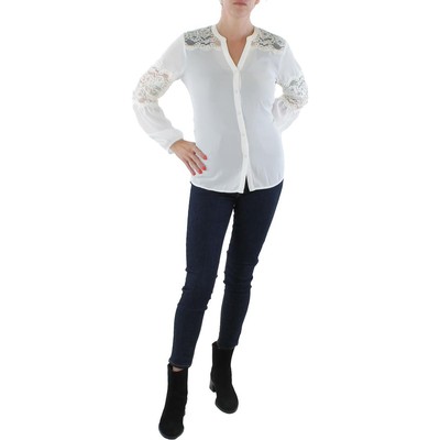 

Karl Lagerfeld Paris Женская белая нарядная блузка с кружевной отделкой  BHFO 8230, Soft white