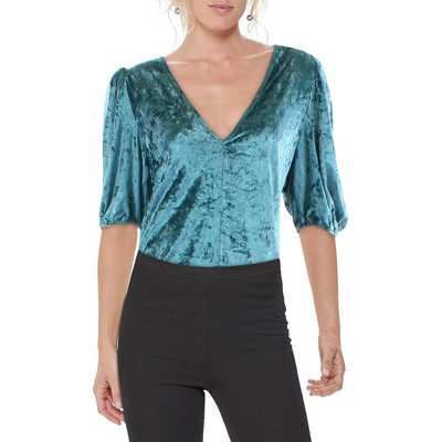 

Женское синее бархатное боди Intimately Free People с v-образным вырезом  BHFO 0014, Синий
