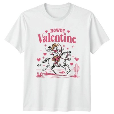 Howdy Valentine Cupid Valentines Day Holidays Mens Womens Graphic Tee Cowboy