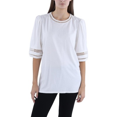 Anne Klein Женская гармония Белый пуловер с кружевной вставкой и верхняя рубашка XL BHFO 7690