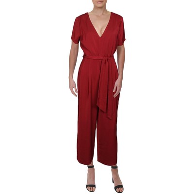 

Женский красный широкий комбинезон Charles Henry с v-образным вырезом и короткими рукавами  BHFO 1616, Dark red