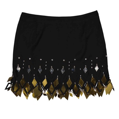 Pre-owned Rabanne Paco  Cut Out Embellished Crepe Skirt In Black