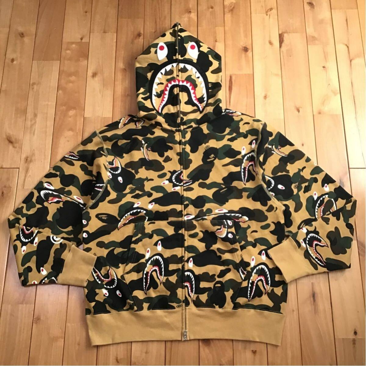 BAPE 1st camo yellow shark full zip hoodie A Bathing Ape
