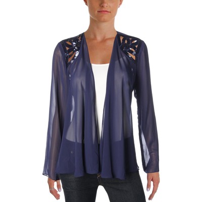 

SL Fashions Женский темно-синий шифоновый кардиган с блестками и открытым передом Топ  BHFO 6632, Sapphire