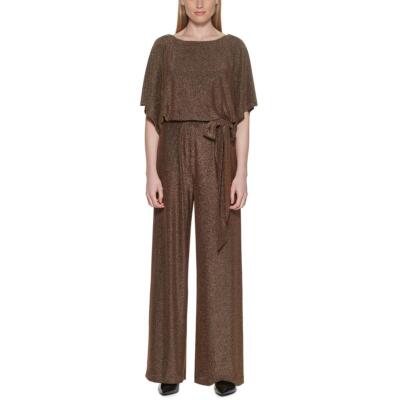 Jessica Howard Womens Metallic Blouson Wide Leg Jumpsuit Evening BHFO 0731