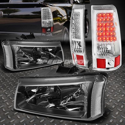 ЧЕРНЫЙ + ПРОЗРАЧНАЯ УГЛОВАЯ ФАРА + ХРОМИРОВАННЫЙ СВЕТОДИОДНЫЙ ЗАДНИЙ ФОНАРЬ В КОМПЛЕКТЕ ДЛЯ 03-07 CHEVY SILVERADO