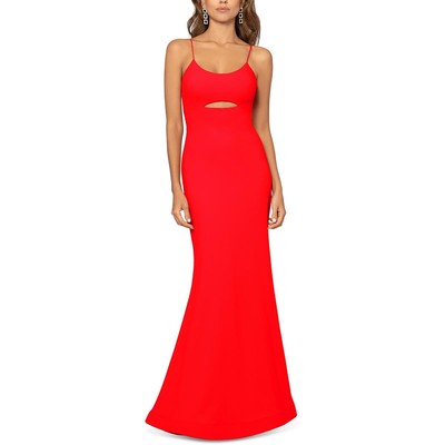 Женское официальное вечернее платье из красного крепа с вырезом Betsy & Adam, 4 BHFO 5038