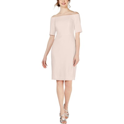 

Calvin Klein Женское розовое коктейльное платье из крепа с открытыми плечами  BHFO 4072, Petal