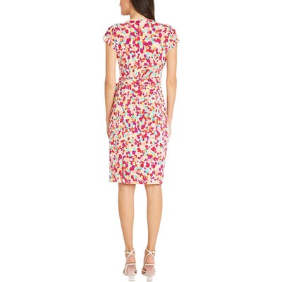 Женское розовое платье из матового джерси с принтом Maggy London с запахом 10 BHFO 9780