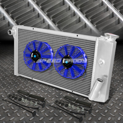 3-РЯДНЫЙ РАДИАТОР + 2X7 ВЕНТИЛЯТОРОВ СИНЕГО ЦВЕТА ДЛЯ ЗАМЕНЫ V8 CHEVY SBC 71-77 VEGA/75-76 ASTRE