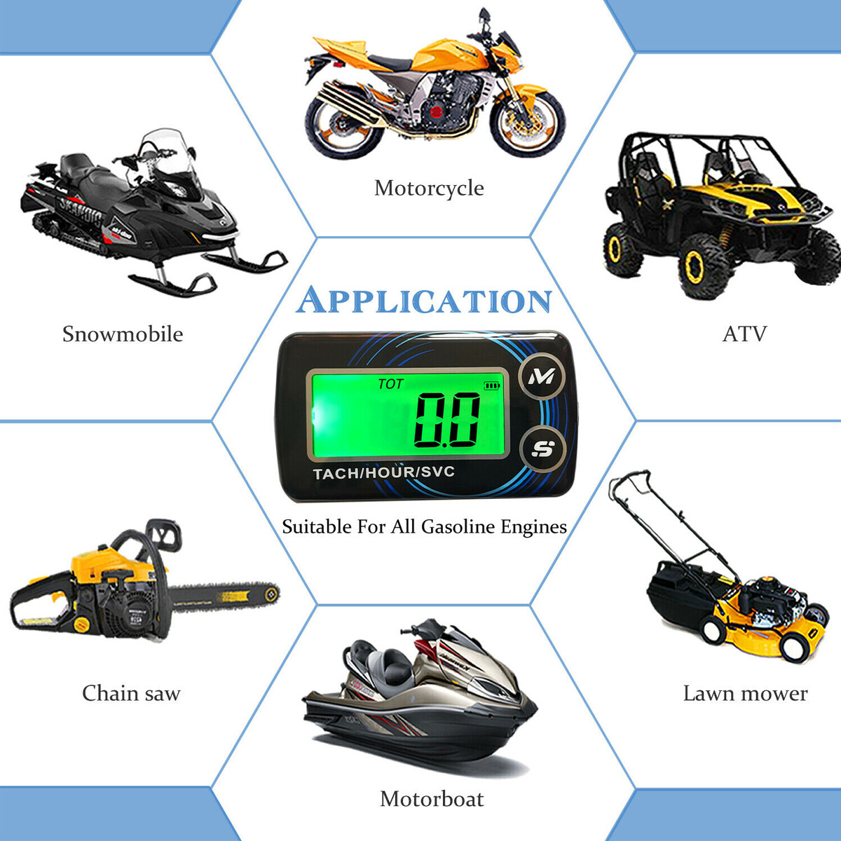 Digital Tach Hour Meter Gas Engine Maintenance for 2/4 Stroke Engines IP67 NEW