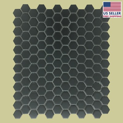 Porcelain Mosaic Hexagon Matte Black Floor and Wall Tile 19.3 SQ FT