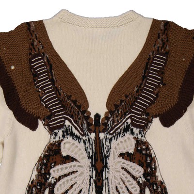 Pre-owned Chloé Chloe Knit Sweater With Crochet Butterfly Intarsia In Multicolor