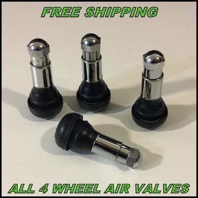 CHROME WHEEL SNAP IN AIR VALVE STEMS SET of 4 CHROME amp RUBBER  Part W9902 G