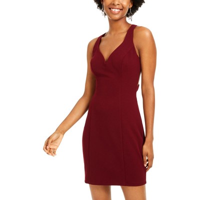 Женское красное коктейльное платье B. Darlin с открытой спиной и V-образным вырезом для вечеринок Juniors 7/8 BHFO 6327