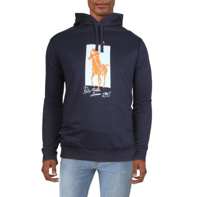 

Мужская темно-синяя флисовая толстовка с капюшоном Polo Ralph Lauren, одежда для отдыха  BHFO 0031, Navy