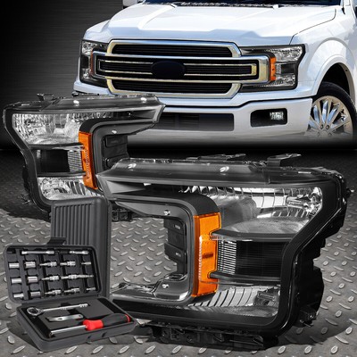ДЛЯ 18-20 FORD F150 ЧЕРНЫЙ КОРПУС, ЯНТАРНЫЕ УГЛОВЫЕ ФАРЫ ГОЛОВНОГО СВЕТА + НАБОР ИНСТРУМЕНТОВ