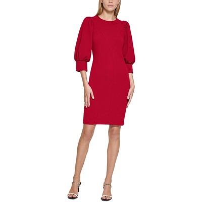 

Женское красное мини-платье для работы Calvin Klein с круглым вырезом Petites  BHFO 9989, Красный
