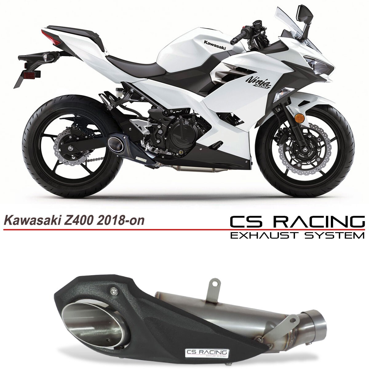 2018-23 Kawasaki Z400 / Ninja 400 CS Racing Exhaust