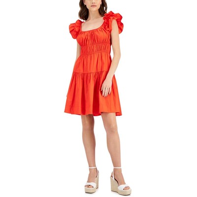 Женское красное мини-платье-футляр с оборками Taylor Womens 12 BHFO 7021