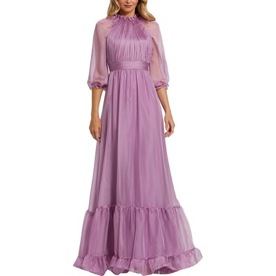 Женское фиолетовое шифоновое вечернее платье с оборками Mac Duggal 8 BHFO 7252